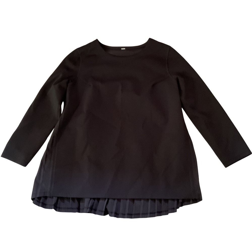 Lululemon Pleated Back‎ Long Sleeve Top Black Mixed Media Activewear Shirt